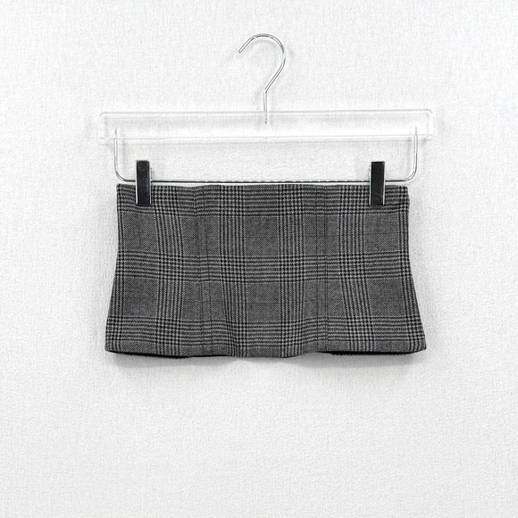 TIBI Glen Plaid Wool Corset Belt Womens 4 Gray Black Sheer Zipper Accessory - Picture 3 of 14